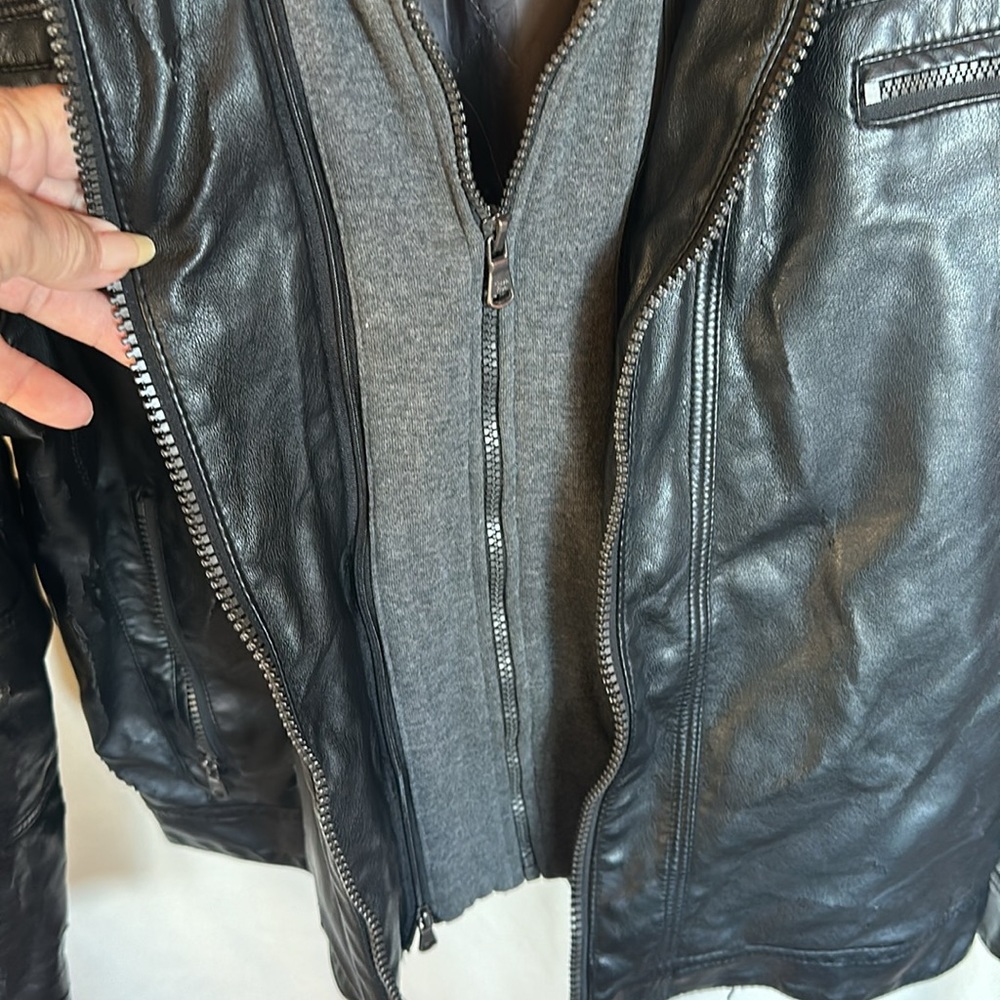 Calvin Klein Men’s Heavily Distressed Faux Leather w/ Sweater Style Underlining - Picture 9 of 16